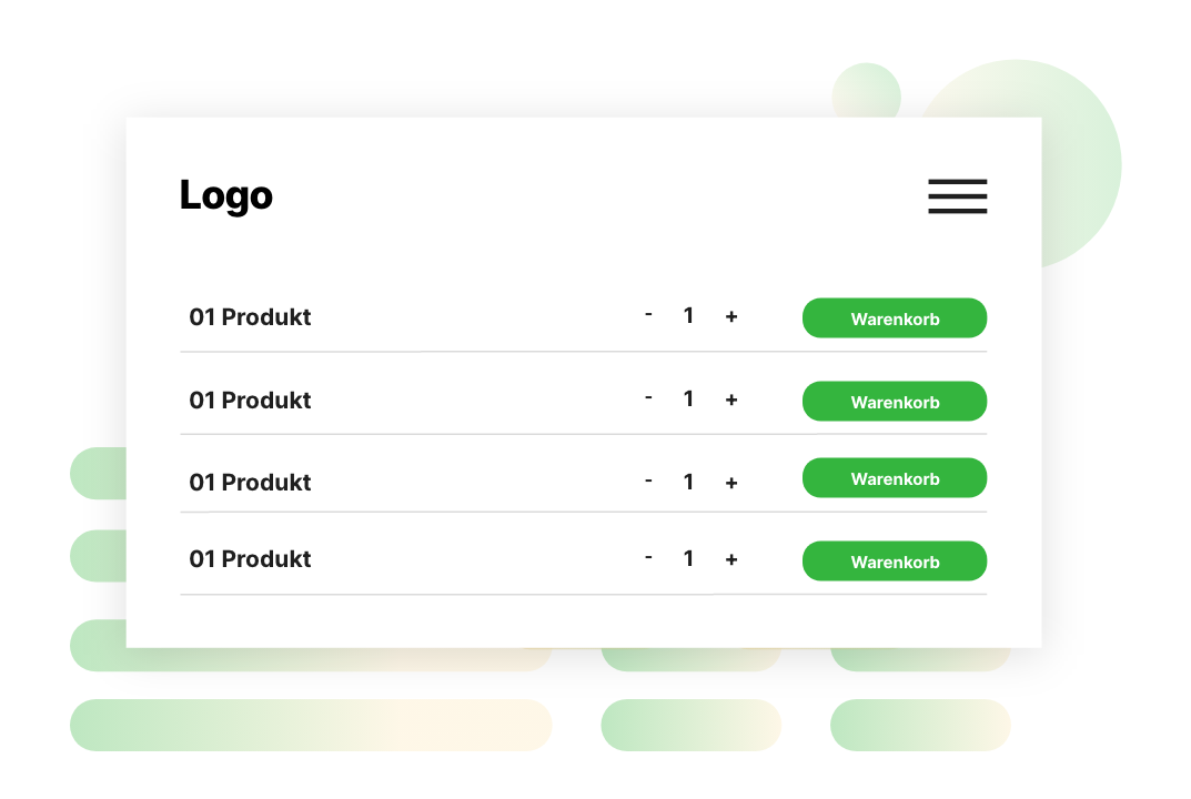 Ein abstraktes Bestellformular mit einer Produktliste.