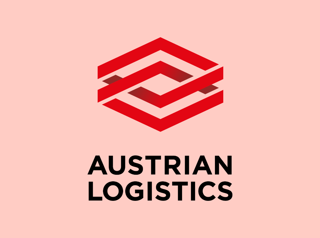 Austrian-Logistics-Logo auf rotem Hintergrund.