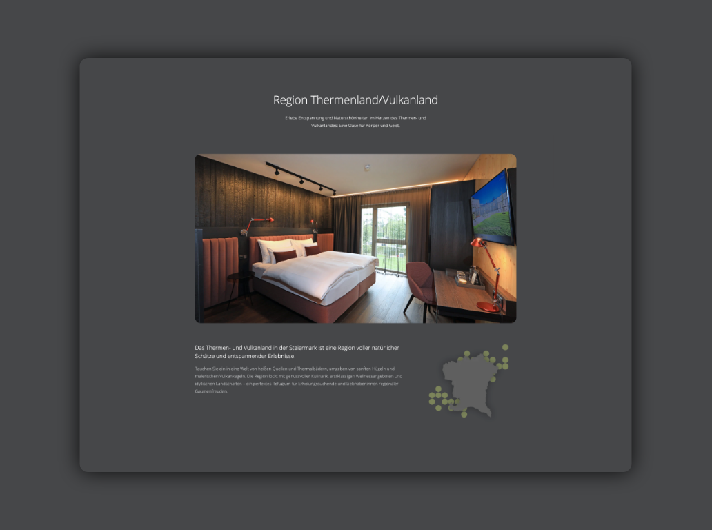 Desktop-Screenshot eines Hotelzimmers im Steiermarkhof Hotel mit Detailansicht.