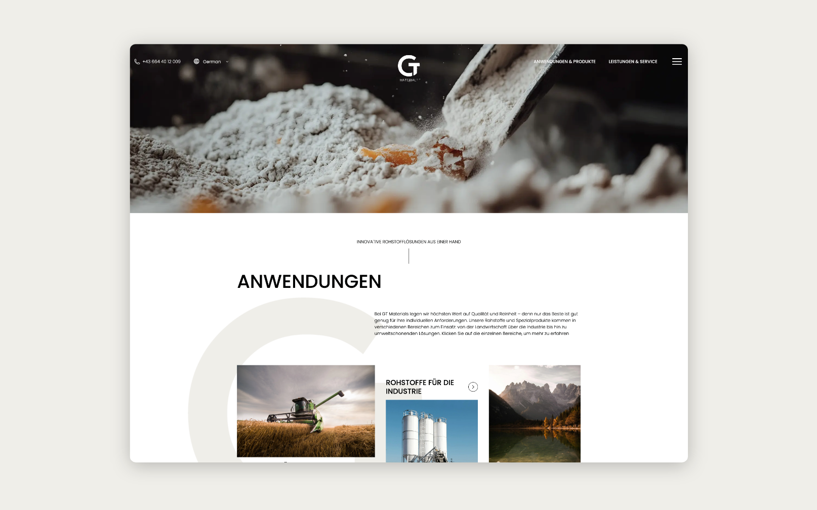 Desktop-Screenshot zum Thema Anwendung mit einem Bild von Mehl.