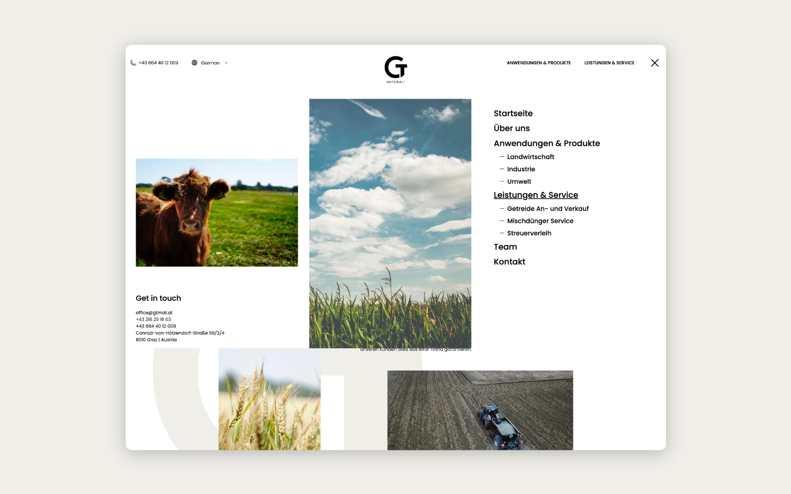 Desktop-Screenshot eines Fullscreen-Menüs mit Bildern.