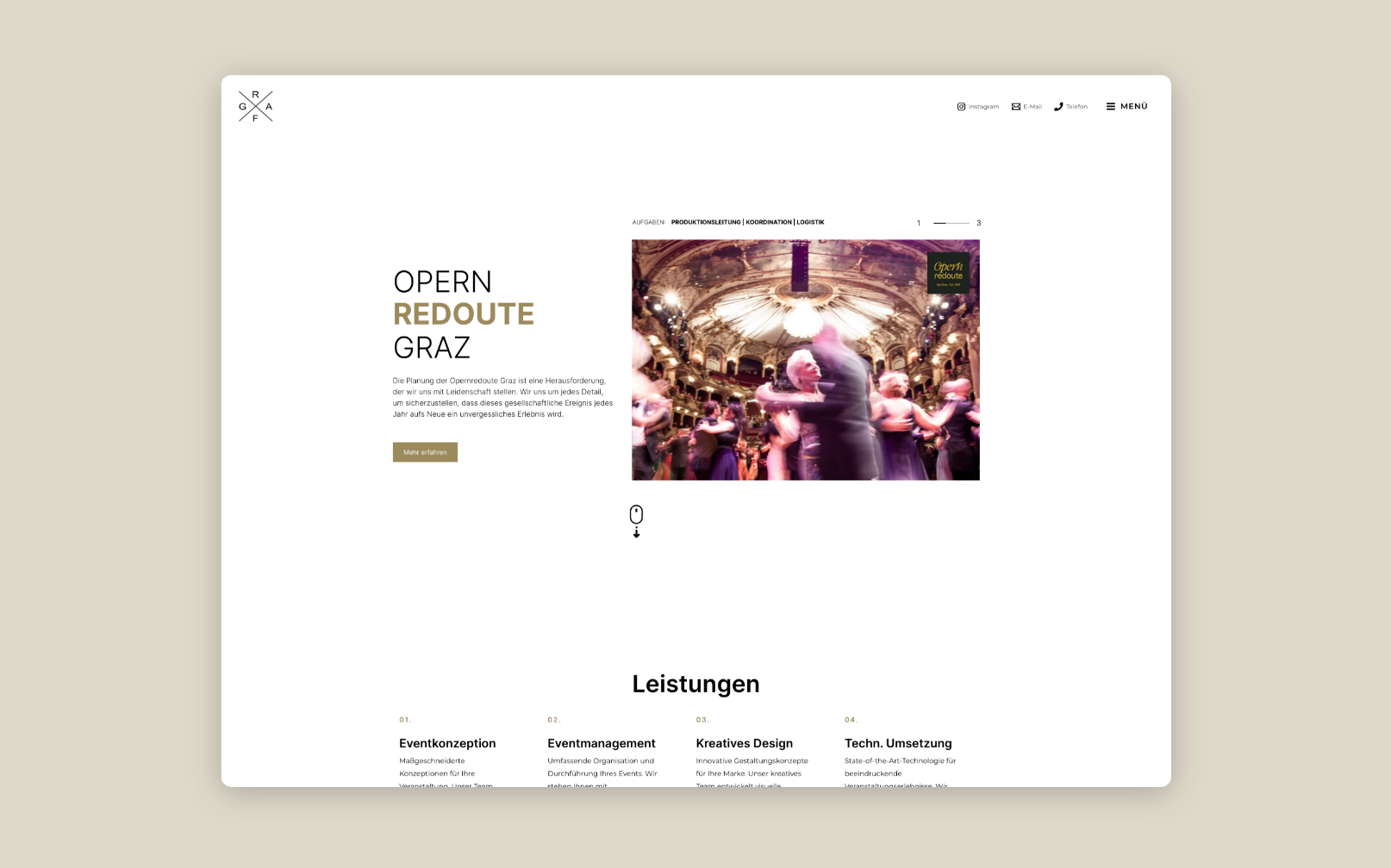 Desktop-Screenshot der Startseite von Grafx Graz.