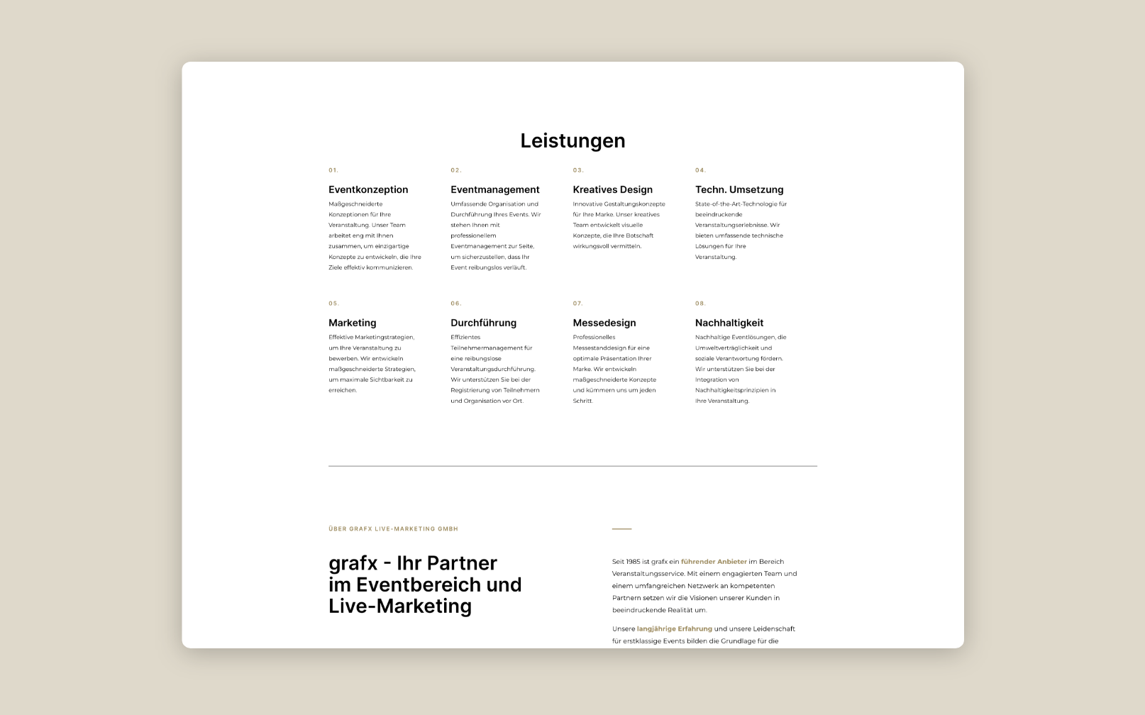 Desktop-Screenshots zu den Vorteilen von Grafx Graz.