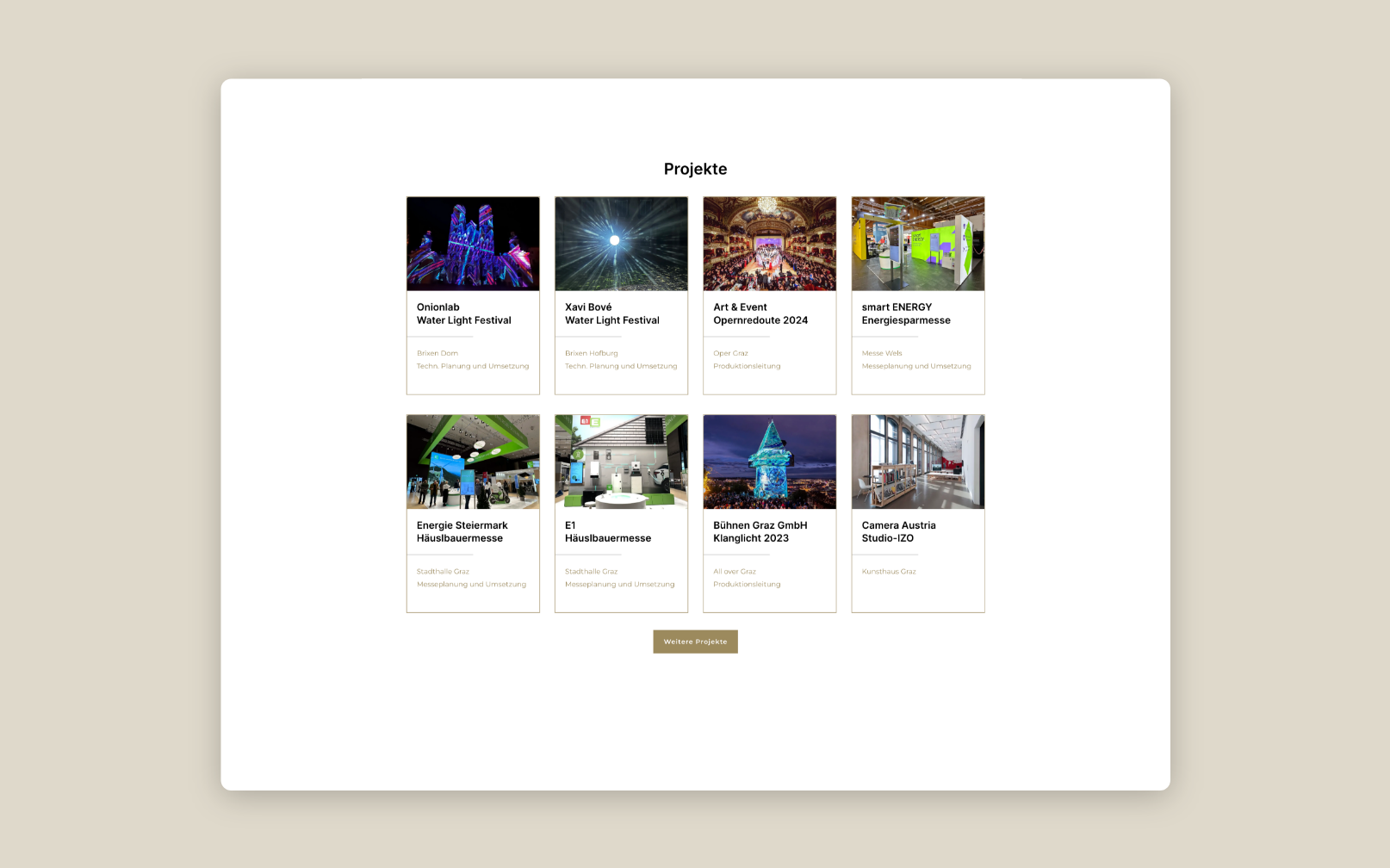 Desktop-Screenshots von Projekten von Grafx Graz.