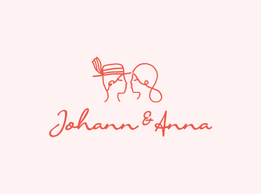 Johann und Anna Logo auf hellrotem Hintergrund.