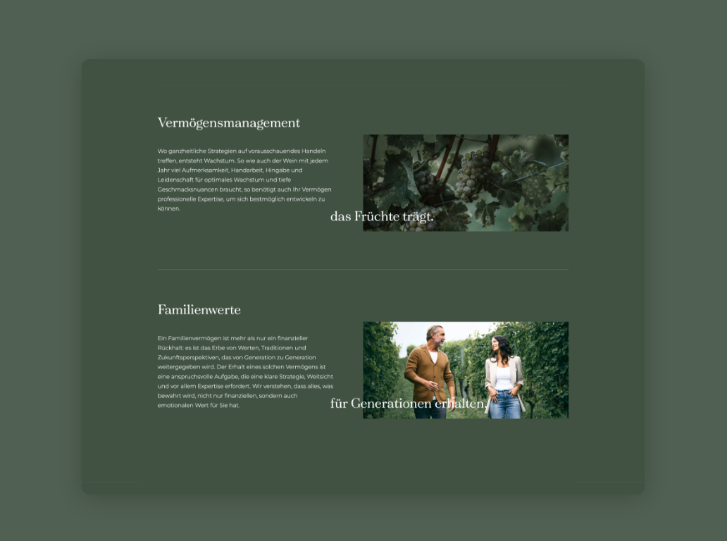 Desktop-Screenshot zum Thema Vermögensmanagement und Familienwerte.