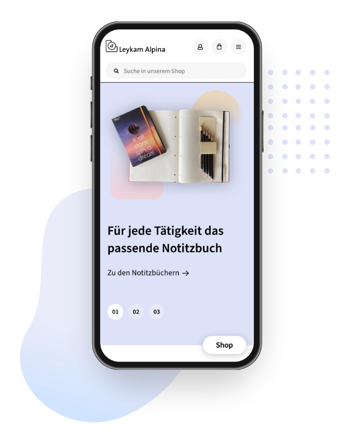 Ein Smartphone mit einem Onlineshop.