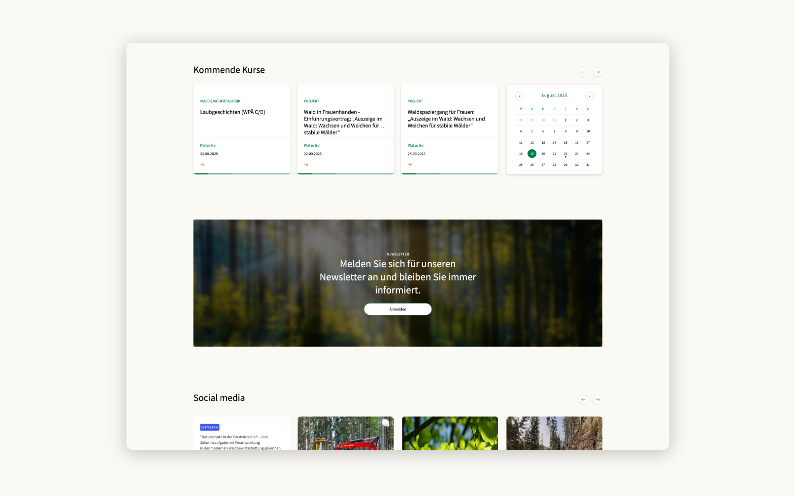 Desktop-Screenshot der Übersicht kommender Fastpichl-Seminare mit Kalenderansicht.