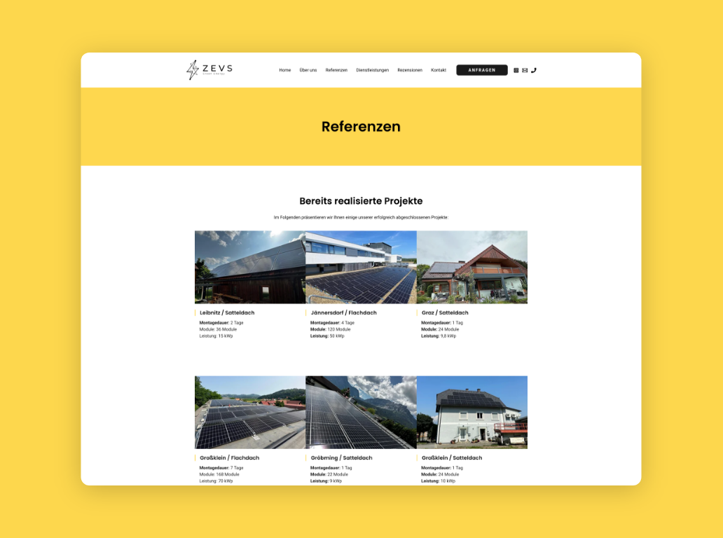 Desktop-Screens der Referenzen mit Bildern.