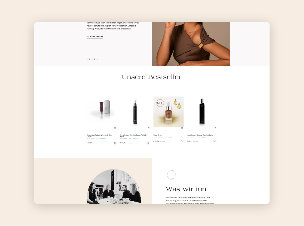 Desktop-Screens der Startseite des Beaunited Onlineshops.