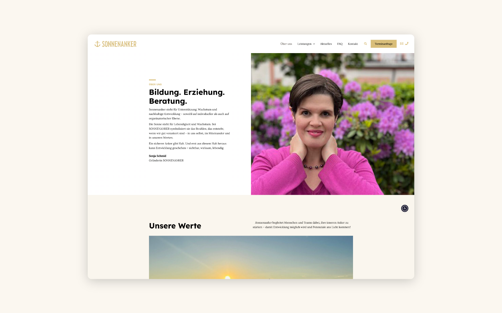 Desktop-Screenshot zum Thema Bildung, Erziehung und Beratung.