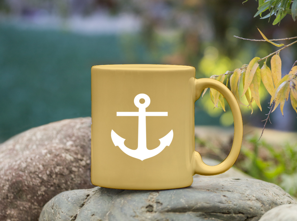 Sonnenanker Logo auf einer Tasse.