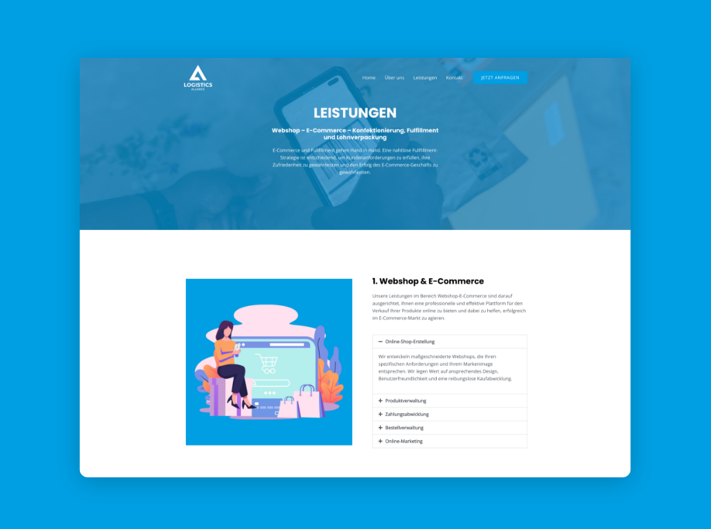 Desktop-Screenshot der Prozessabwicklung von Logistics Alliance.