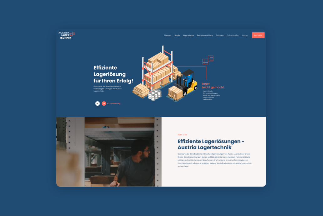 Startseite mit Illustrationen, Bildern, Texten.