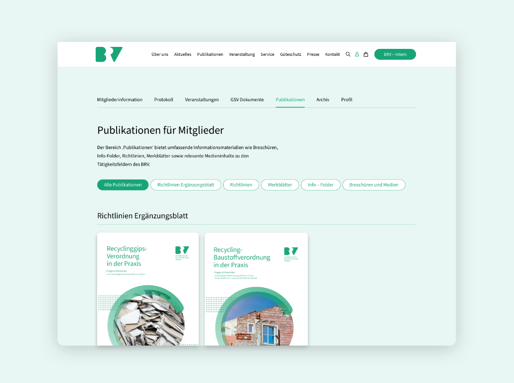 Desktop-Screenshot der Publikationsübersicht für Mitglieder, auf der Print-Ausgaben bestellt werden können.