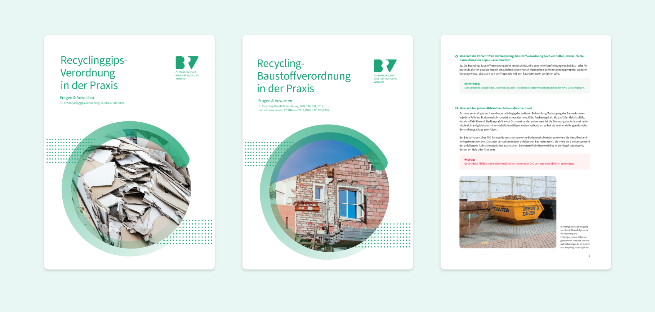 Zwei Print-Cover und eine geöffnete Innenseite mit Text und Bild.